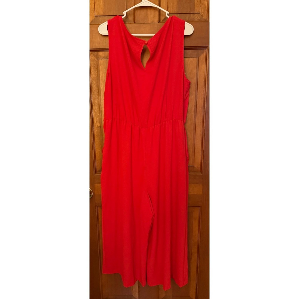 Connected Apparel Jumpsuit Womens Size 16 Red Sleeveless One-Piece Holiday Party - Picture 5 of 13